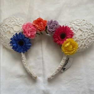 Floral Kids Headband with Crochet Ears
